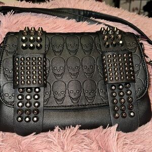 Skulls and Spikes Black leather